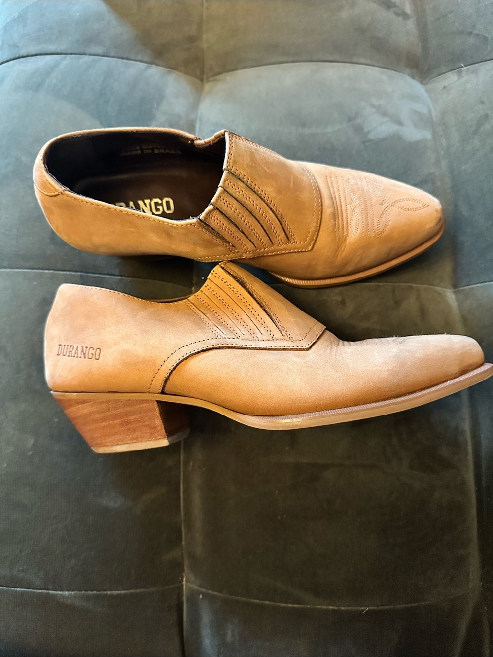 Durango Women’s Tan Slip-On Heeled Western Boots Vintage Booties
